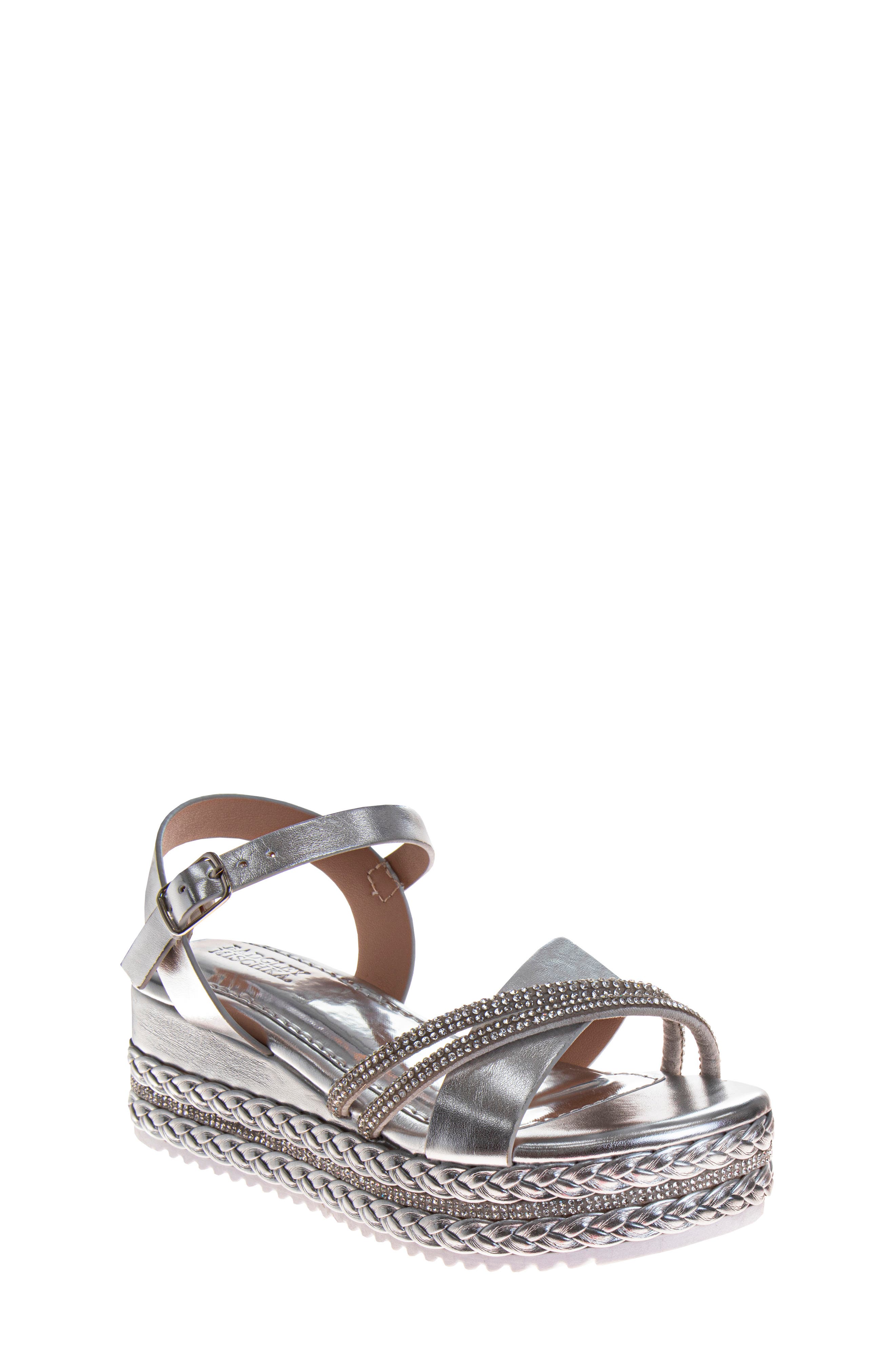 Badgley Mischka Collection Kids' Rhinestone Platform Sandal, Main, color, 