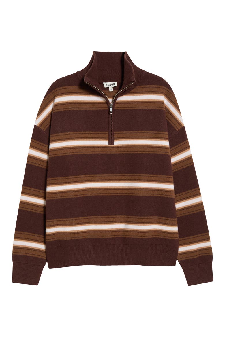 Hudson Quarter Zip Cashmere Sweater, Main, color, TOBACCO STRIPE