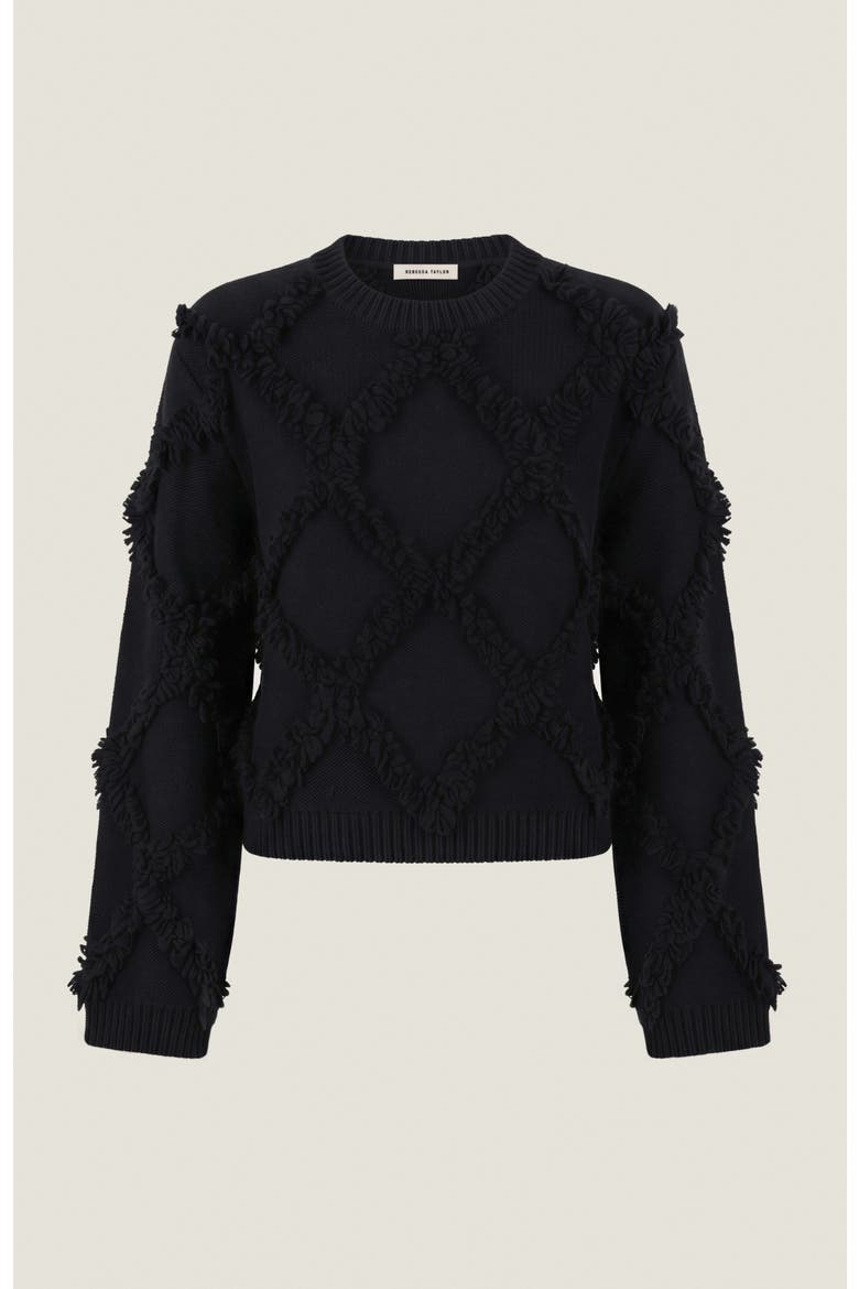 Thea Fringe Sweater, Alternate, color, Noir