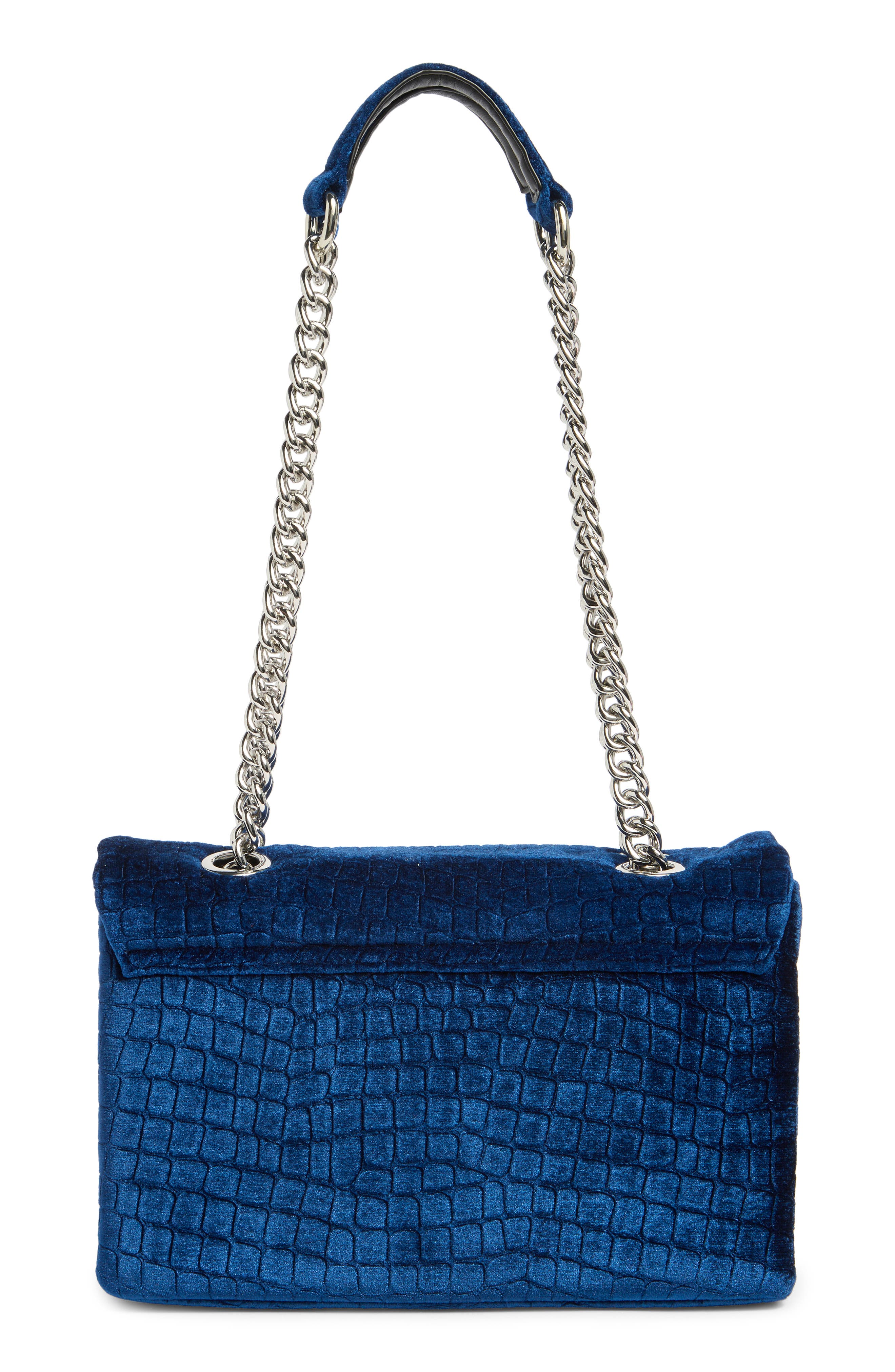 Kurt Geiger London Brixton Velvet Shoulder Bag, Alternate, color, Navy