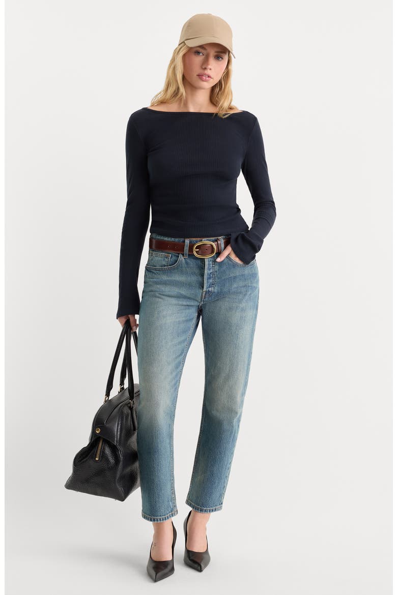 Variegated Rib Long Sleeve T-Shirt, Alternate, color, NEW NAVY