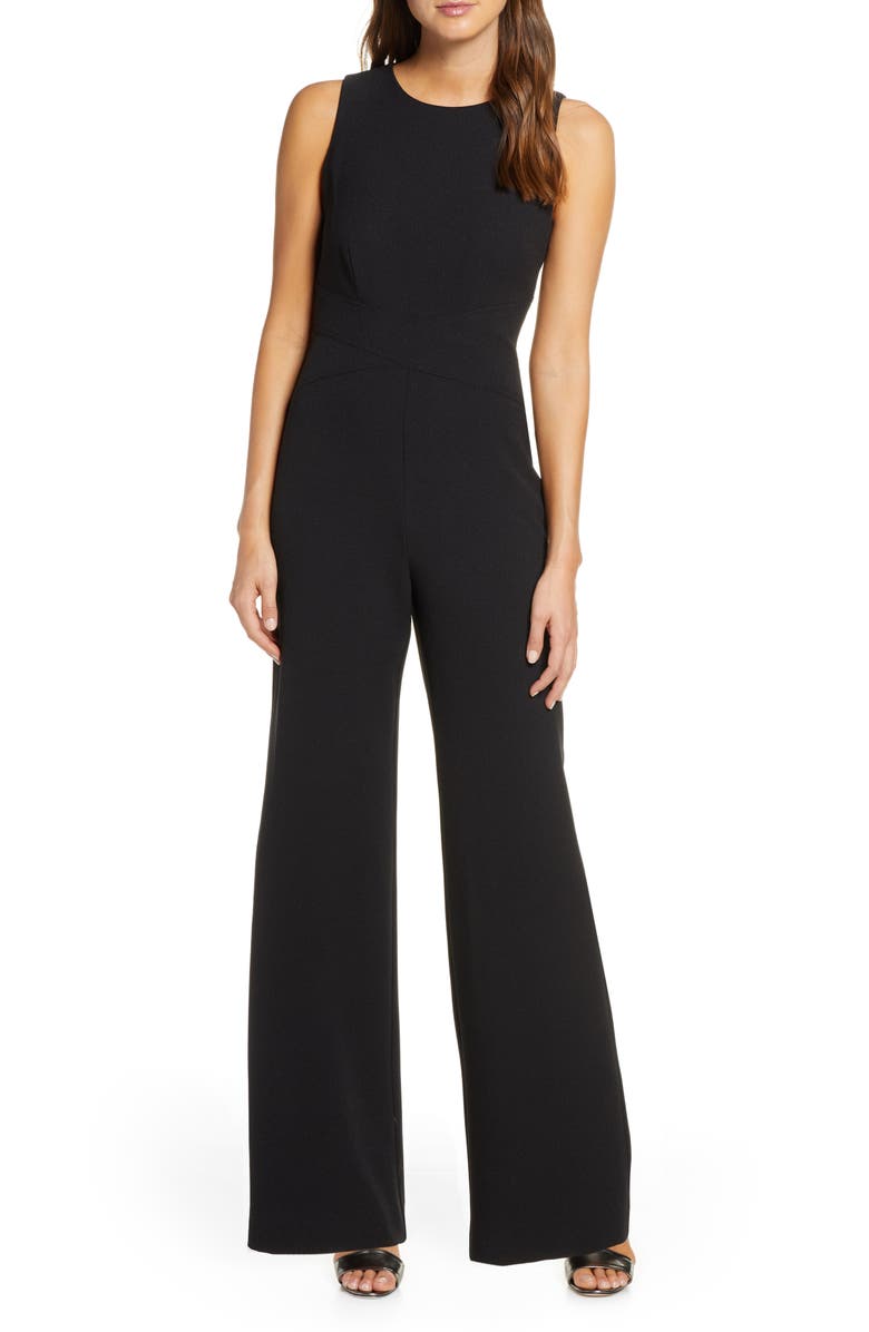 Vince Camuto Crisscross Waist Crepe Jumpsuit, Main, color, 