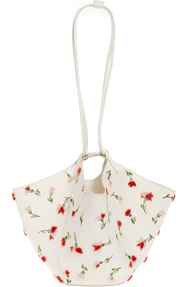 Khaite Mini Lotus Floral Embroidered Leather Tote, Main, color,
