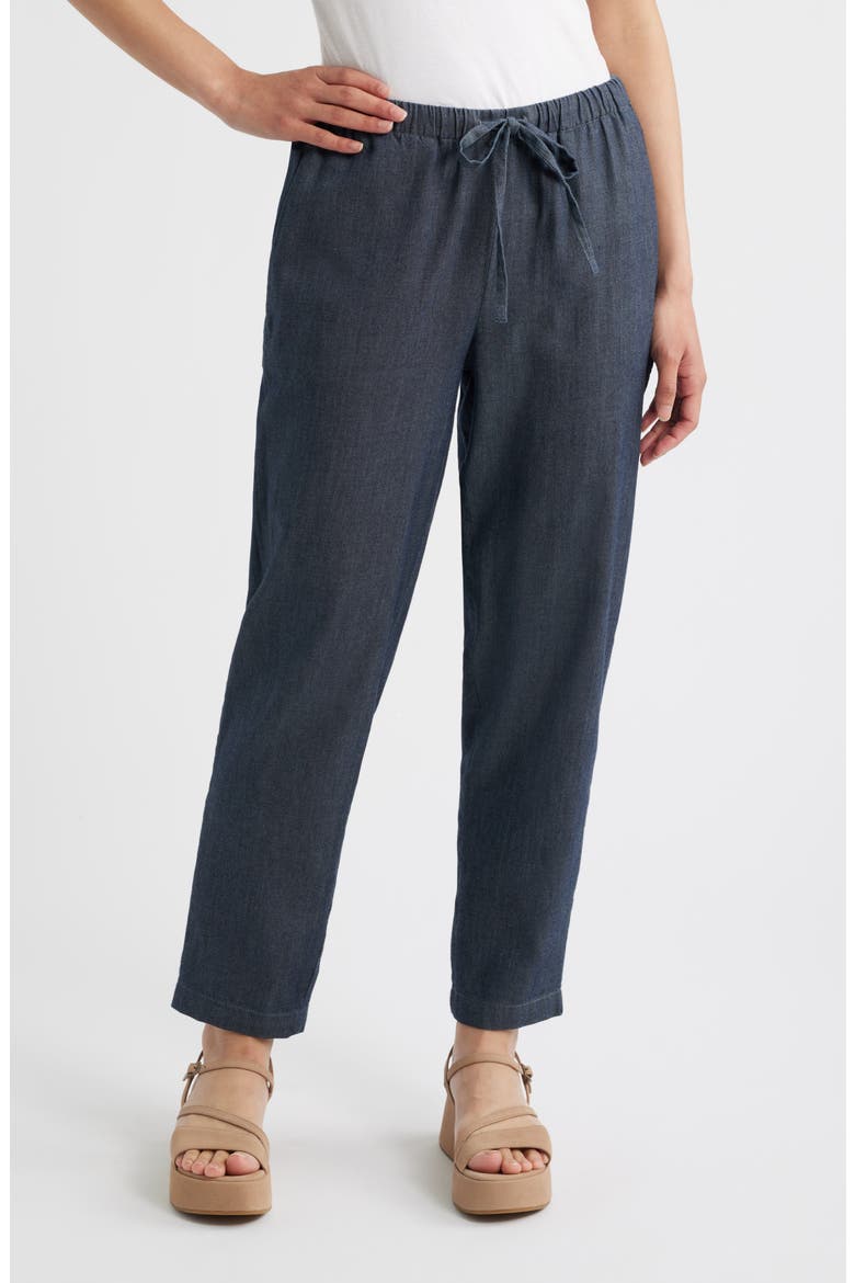 Tapered Ankle Drawstring Pants, Main, color, DENIM