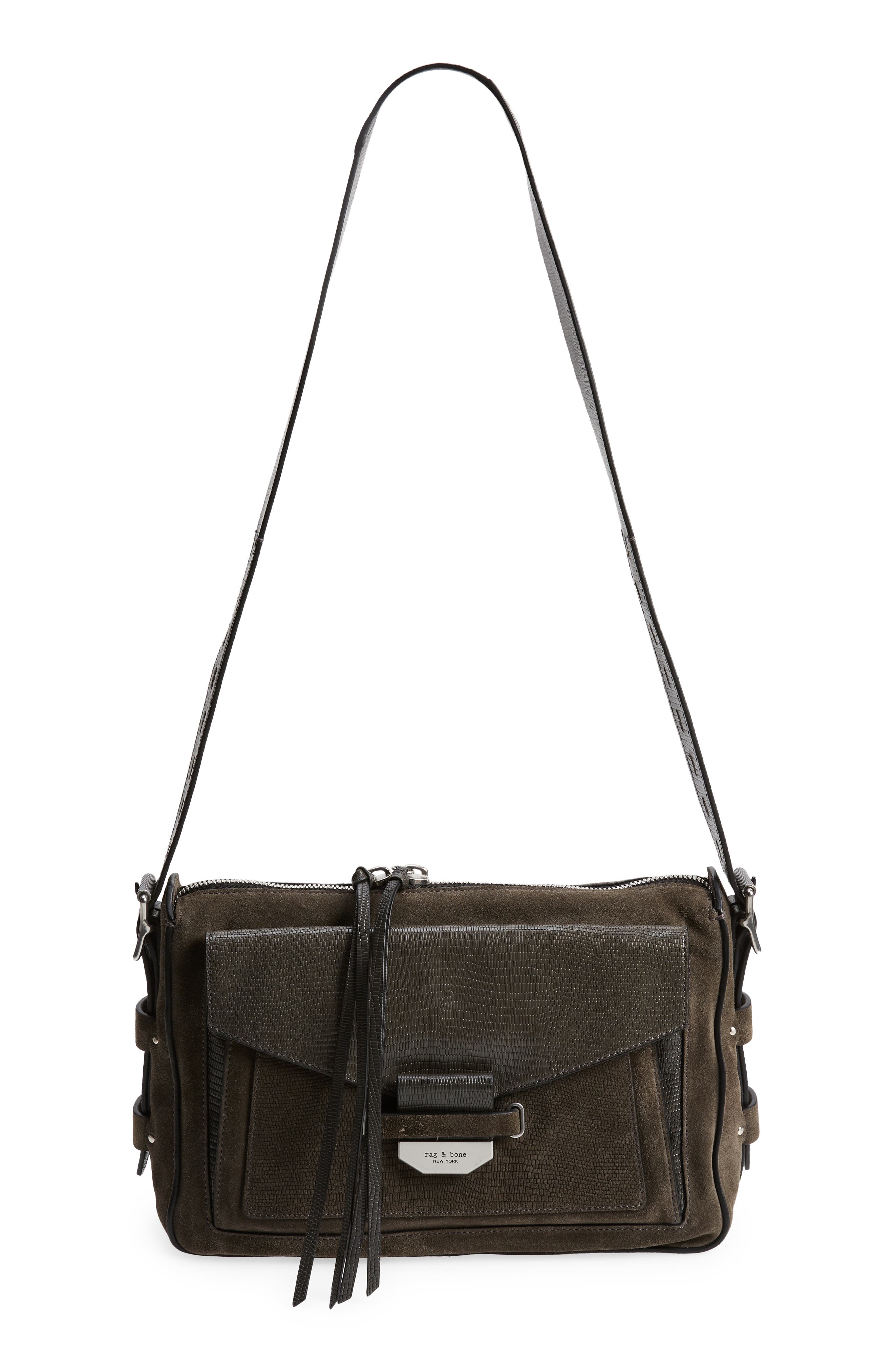 Field 2.0 Lizard Embossed Suede & Leather Messenger Bag, Main, color, ASPHALT LIZARD SUEDE