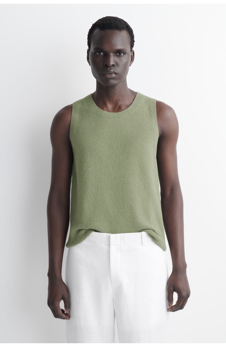COS Bouclé-knit Tank Top, Main, color, Green
