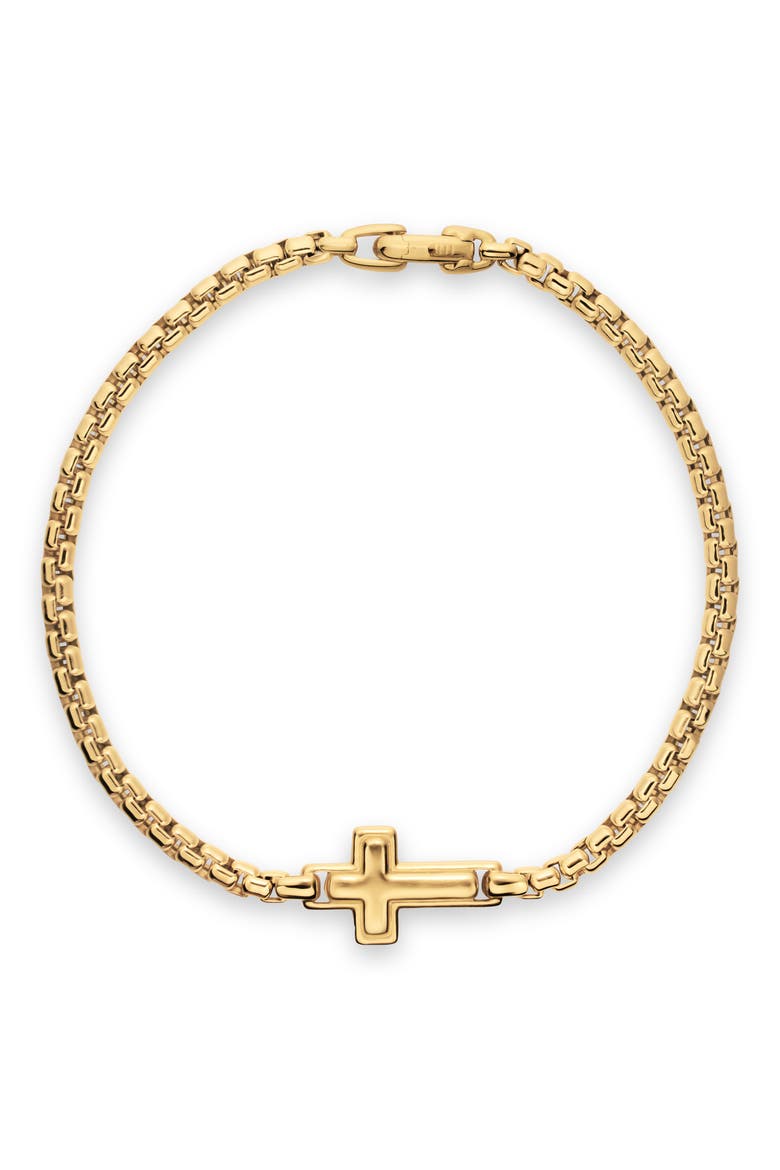 Cross Station Bracelet in 18K Yellow Gold, 3.4mm, Alternate, color, GOLD