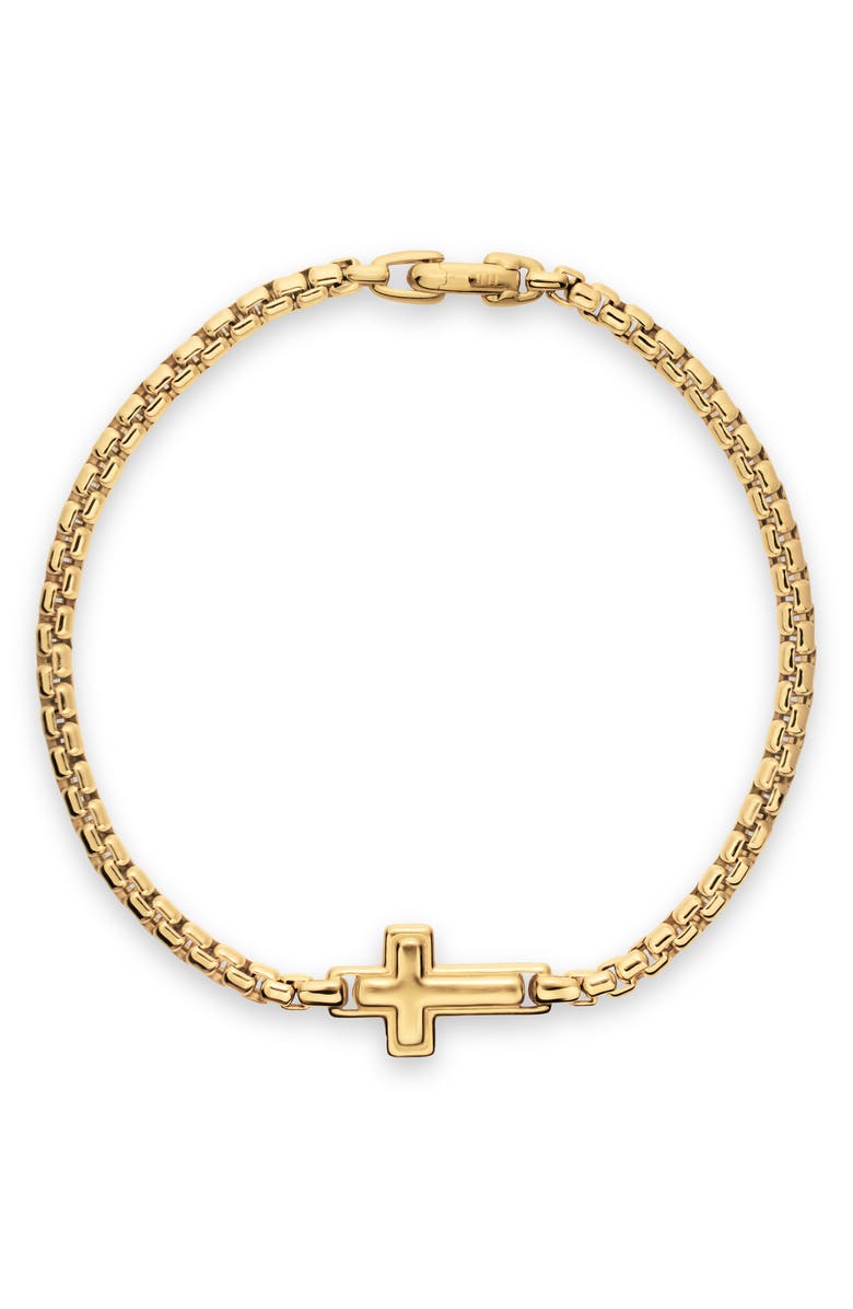 David Yurman Cross Station Bracelet in 18K Yellow Gold, 3.4mm, Alternate, color, Gold