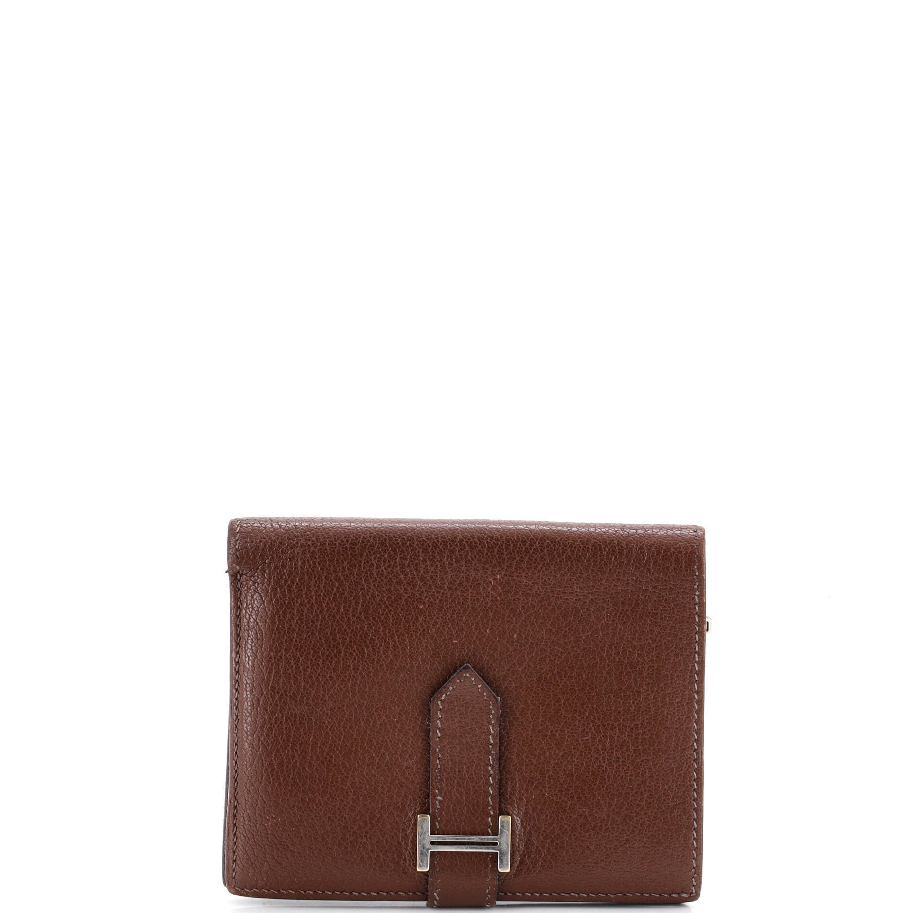 Pre-Owned Hermes Bearn Wallet Tadelakt Compact, Main, color, Marron Fonce