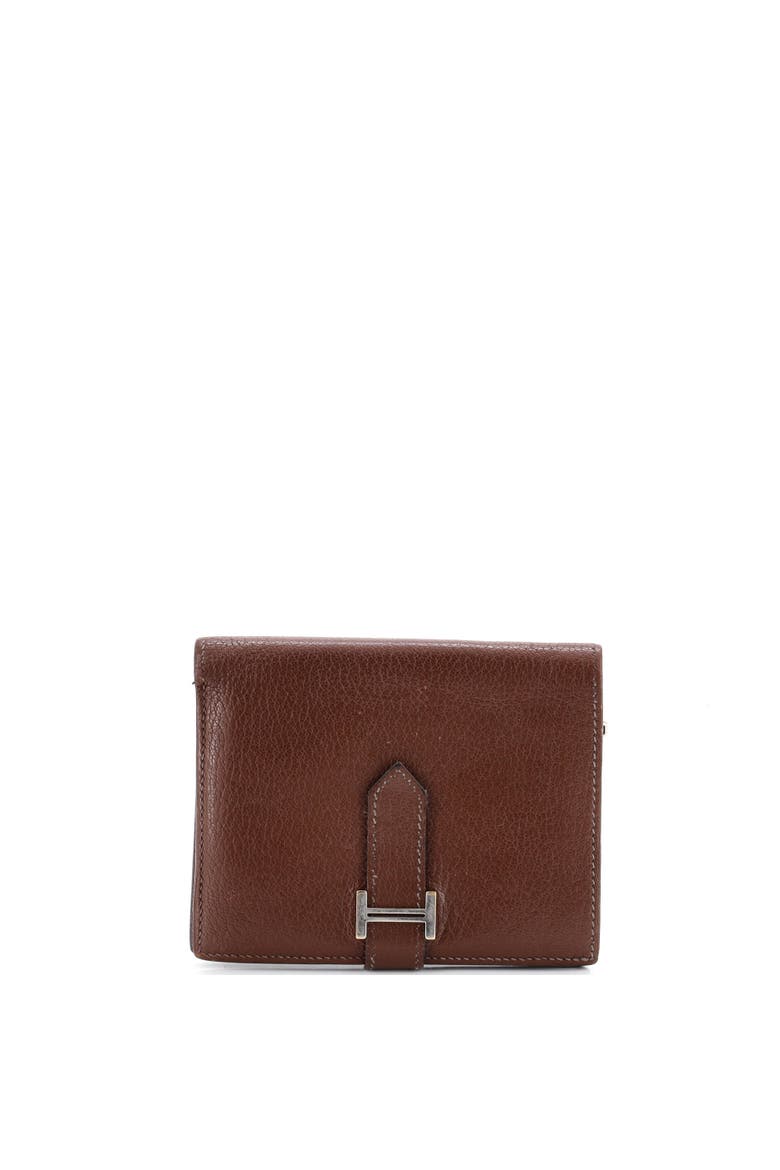 Bearn Wallet Tadelakt Compact, Main, color, Marron Fonce