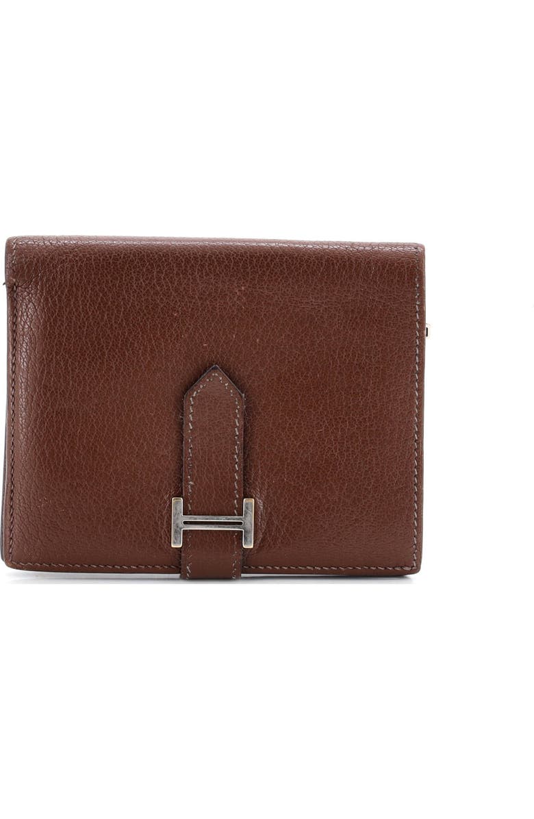 Pre-Owned Hermes Bearn Wallet Tadelakt Compact, Main, color, Marron Fonce