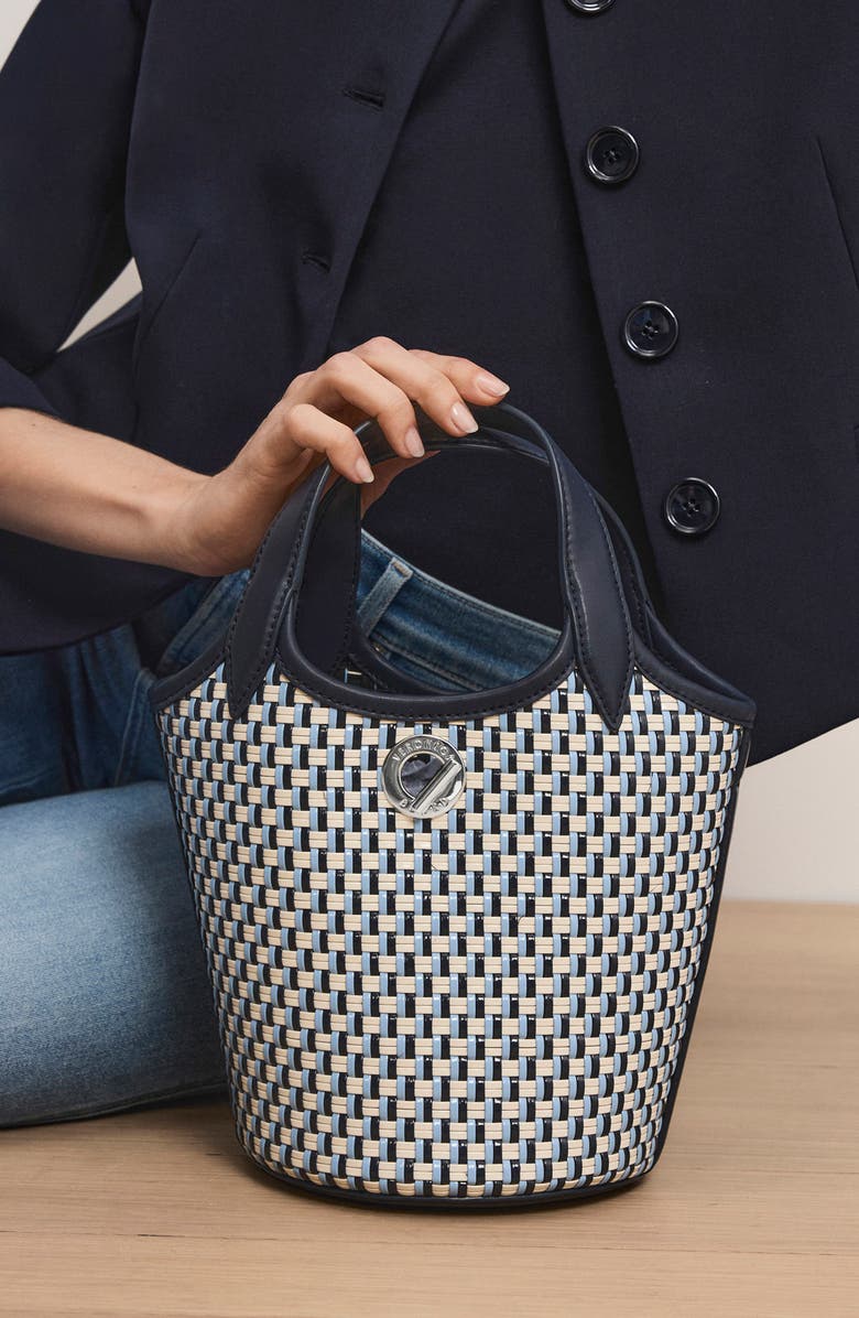 Veronica Beard Anchor Woven Bucket Crossbody Bag, Alternate, color, Navy Multi