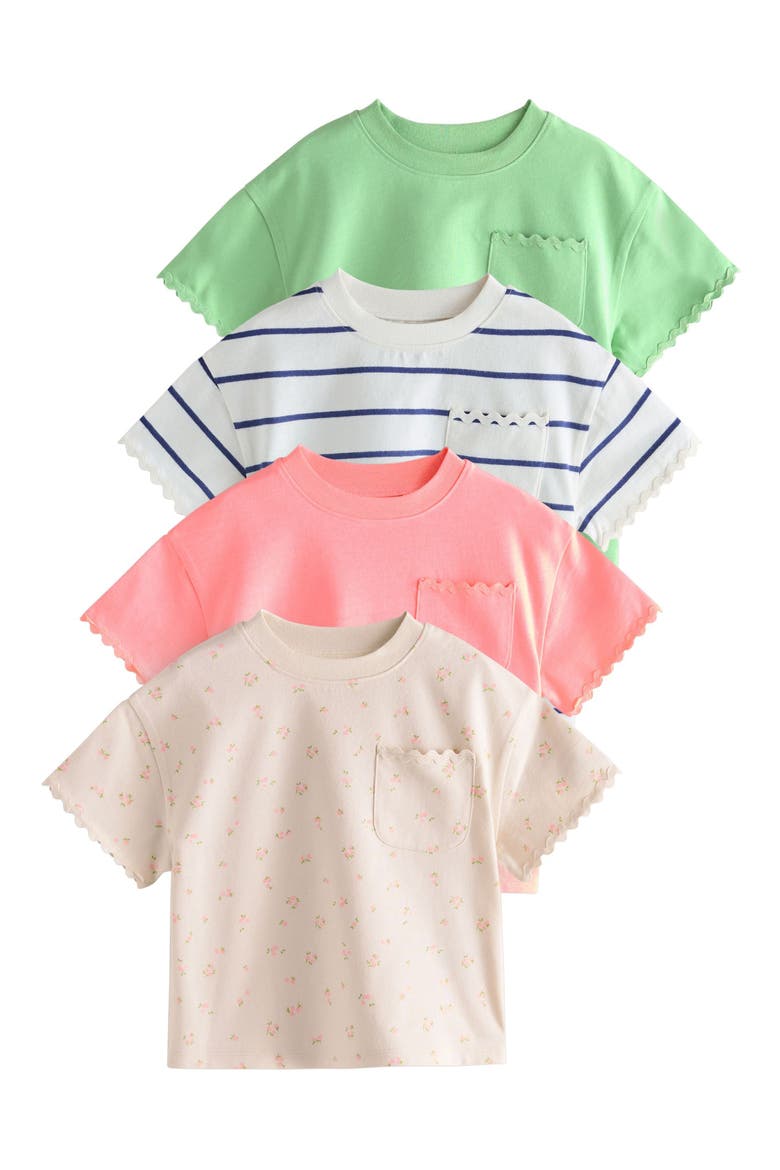 Kids' Pack of 4 Assorted Cotton Pocket T-Shirts, Main, color, PINK