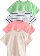 NEXT Kids' Pack of 4 Assorted Cotton Pocket T-Shirts