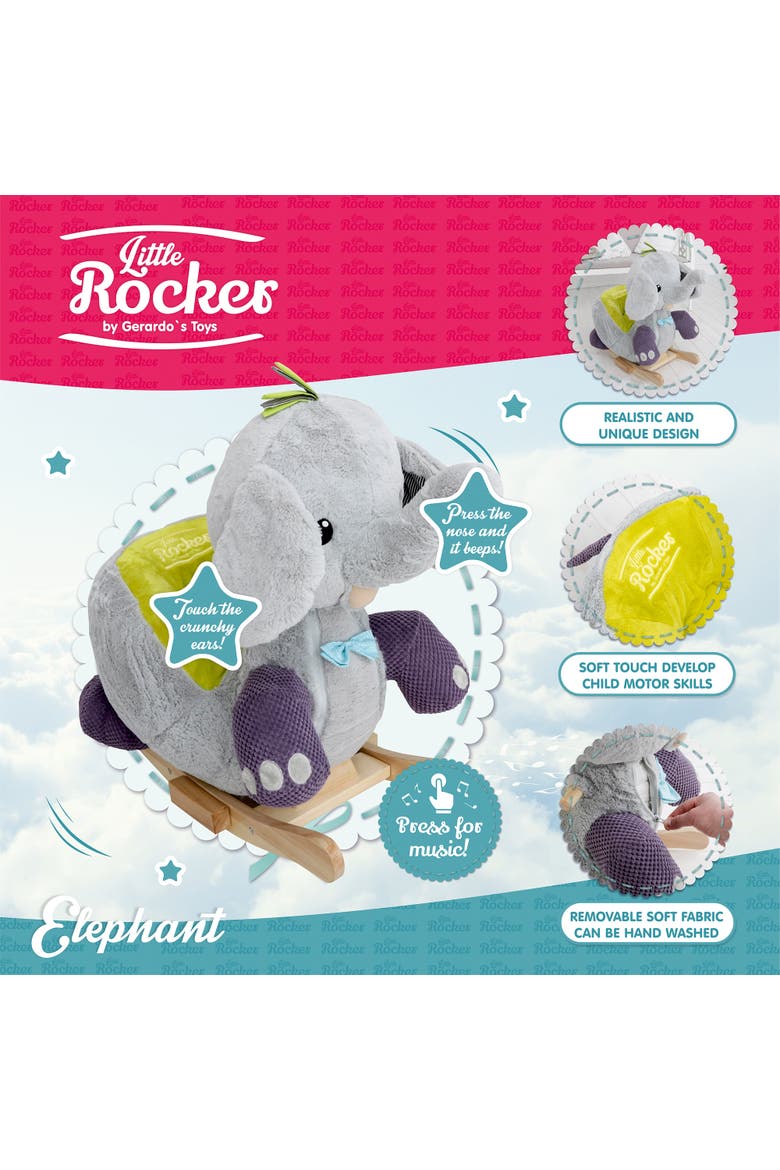 Little Rockers Elephant Wooden Plush Ride, Alternate, color, Multicolored