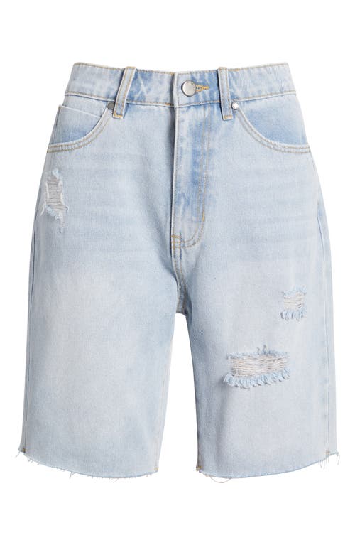 Shop Ptcl Nola High Waist Deconstructed Cutoff Bermuda Shorts In Faded Indigo Decon