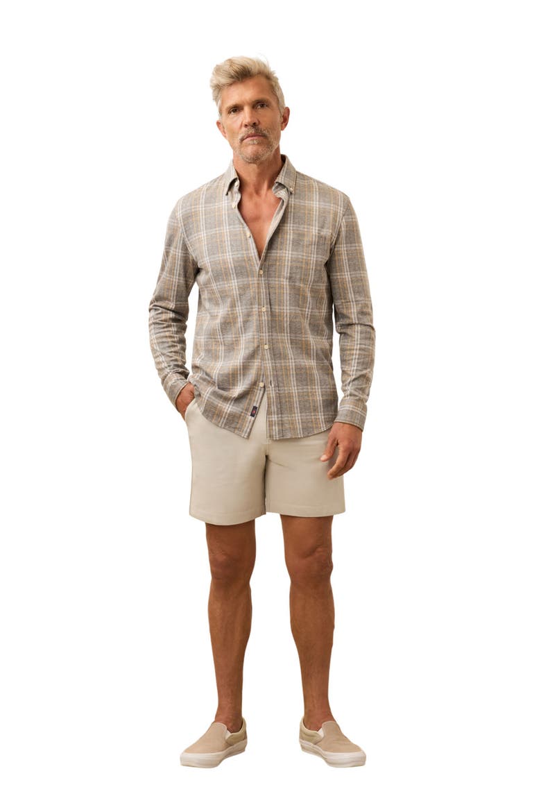 Coastline Knit Button-Down Shirt, Alternate, color, DUNE ASH PLAID