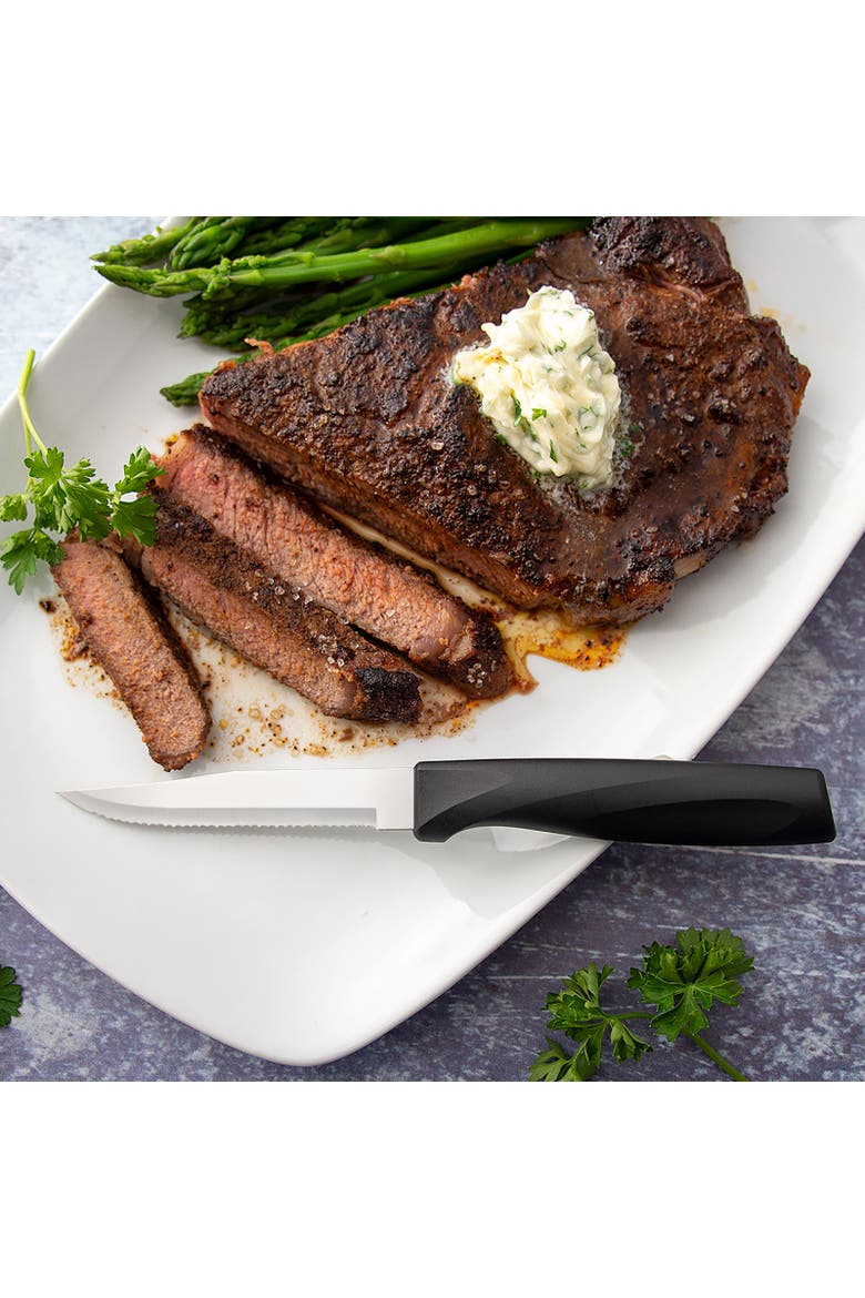 Cutlery 3.875-Inch Serrated Steak Knife Anthem Wave Handle, Alternate, color, Black