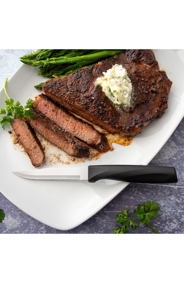 Rada Cutlery 3.875-Inch Serrated Steak Knife Anthem Wave Handle, Alternate, color, Black