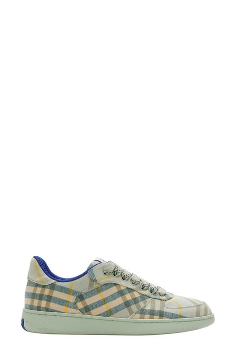 スニーカー BURBERRY Women Sneakers 8074743B7311 BURBERRY UOMO Grey Burberry Logo Print Leather, Suede and Check Mesh Sneakers