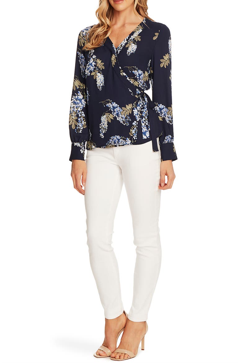 Weeping Willows Wrap Blouse, Alternate, color, NIGHT NAVY