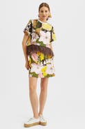 La DoubleJ Short Skirt Big Flower Rose Pink