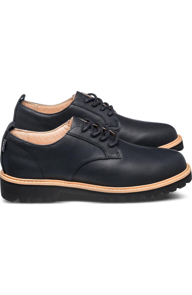 CLAE Logan Lugged Plain Toe Derby, Alternate, color, Black Natural Leather