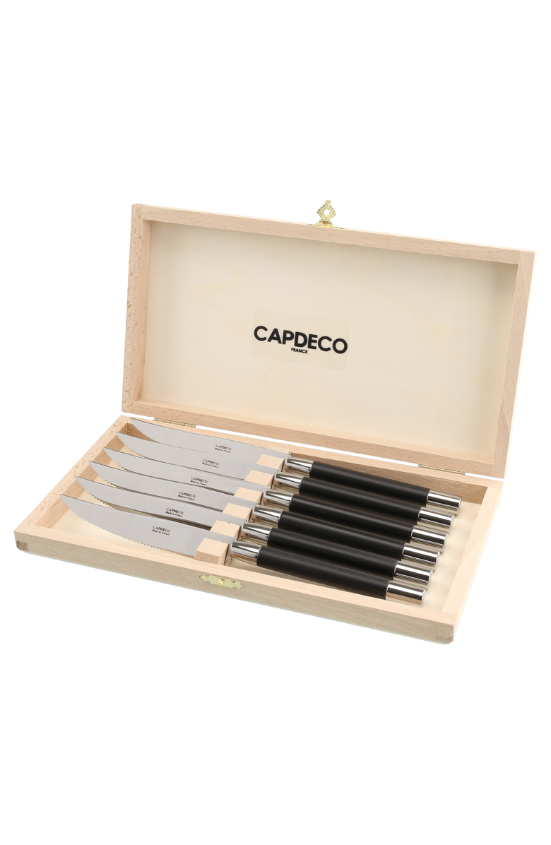 CAPDECO Conty - Box of 6 Steak Knives, Main, color, Blackwood