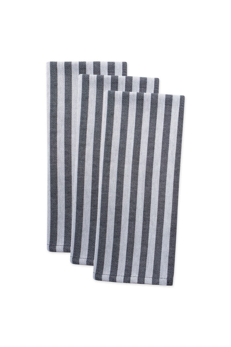 Classic Black/White Jacquard Stripe Dishtowel Set/3, Alternate, color, Black/White