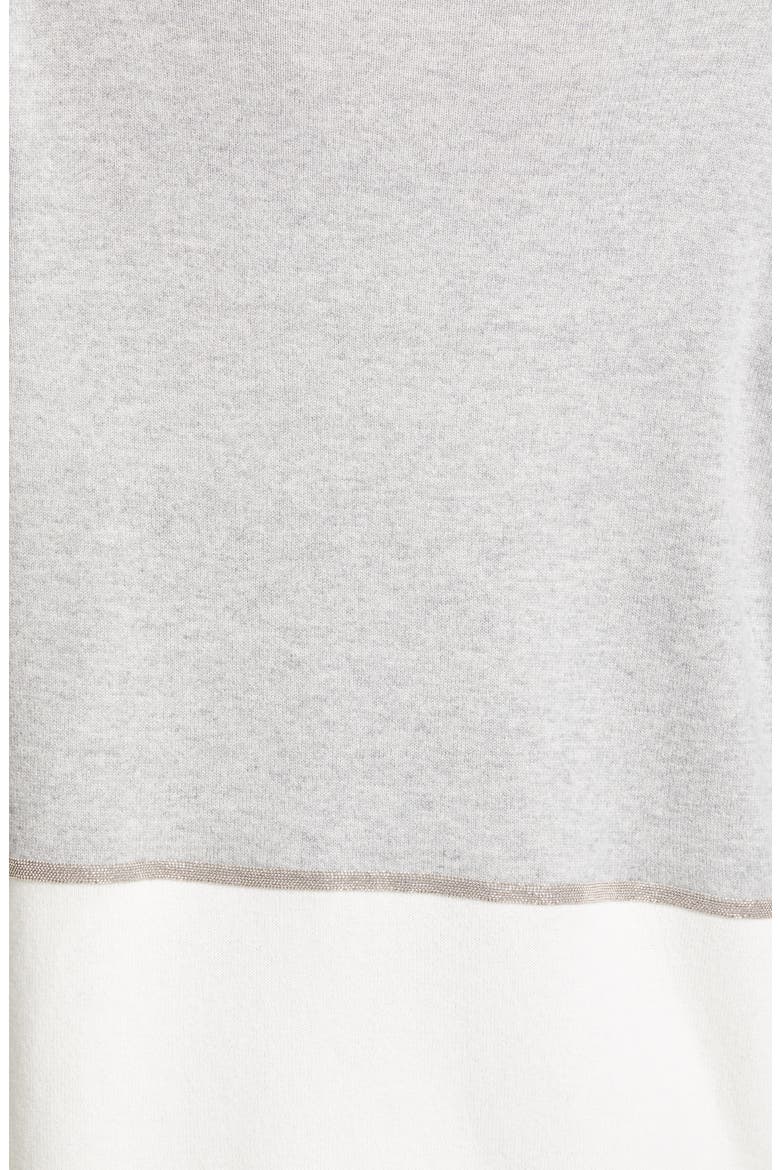 Bicolor Chain Trim Wool, Silk and Cashmere Sweater, Alternate, color, GREY/ WHITE