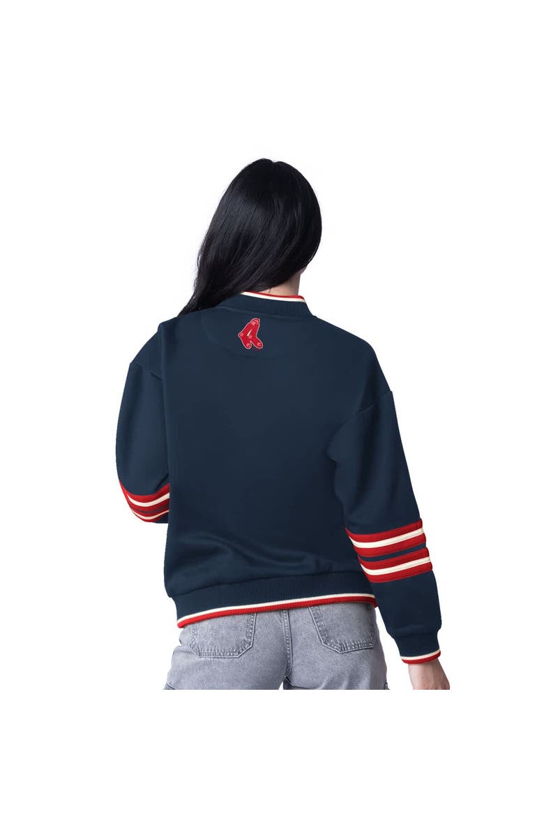 STARTER Women's Starter Navy Boston Red Sox Wild Card Oversized Pullover Sweatshirt, Alternate, color,