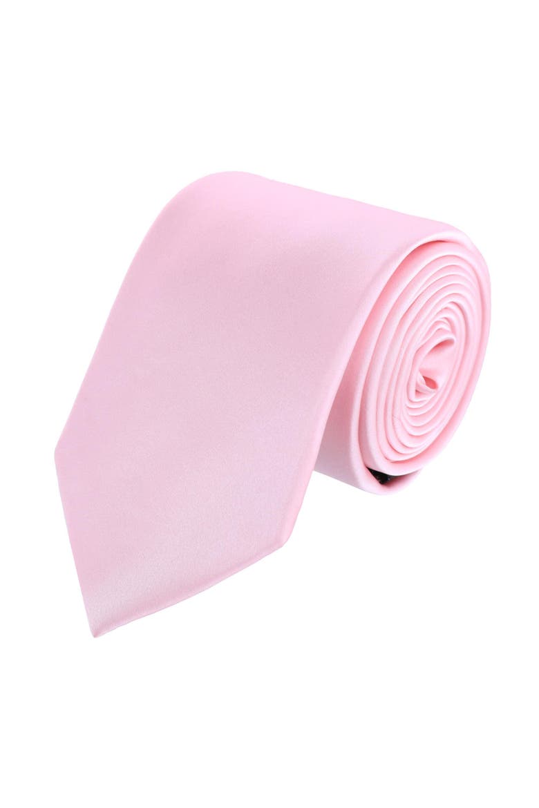 Sutton Solid Color Silk Brace Bow Tie Necktie and Pocket Square Set, Alternate, color, Pink