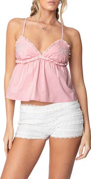 EDIKTED Bow Frill Babydoll Top