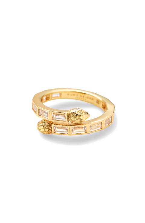 Baguette Crystal Bypass Band Ring