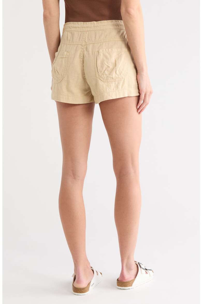 Linen & Cotton Shorts, Alternate, color, BISCOTTI