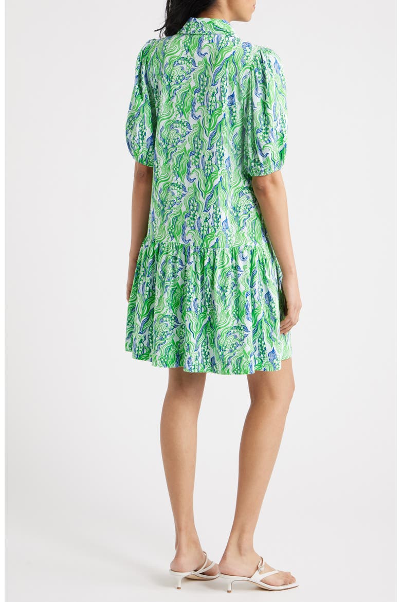 Bingley Short Sleeve Cotton Drop Waist Minidress, Alternate, color, GREEN LILLY OF THE VALLEY