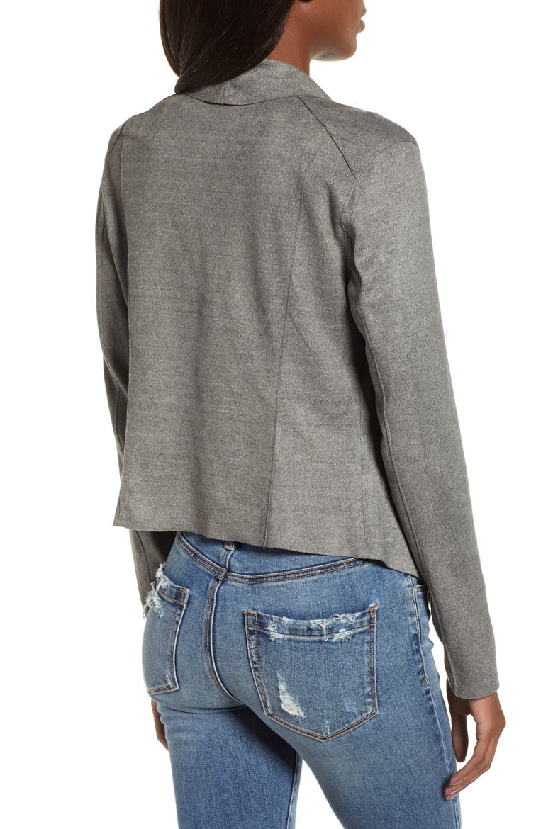Faux Suede Drape Jacket, Alternate, color, HEATHERED GREY