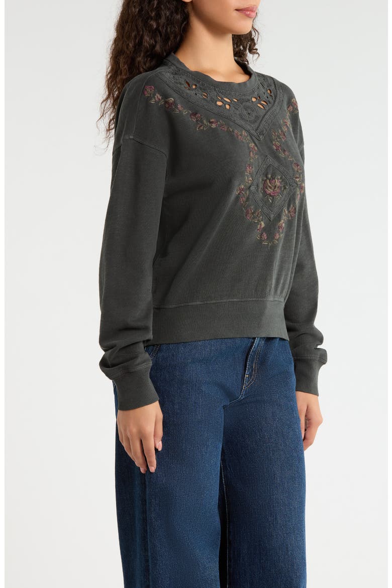 Embroidered Sweatshirt, Alternate, color, RAVEN