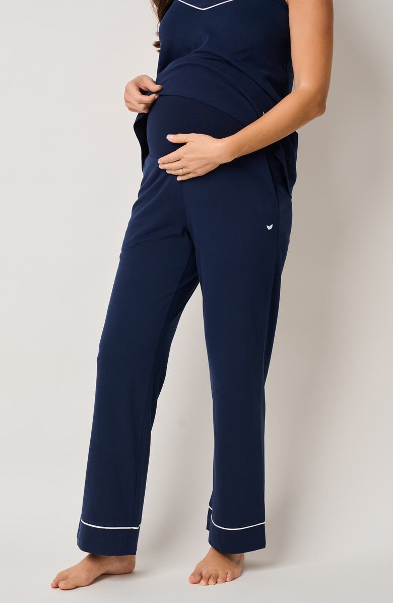 Petite Plume The Cozy Maternity Tank, Pants & Robe Set, Alternate, color,
