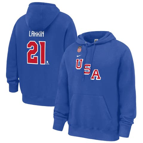 Men's Nike Dylan Larkin Royal US Hockey 2026 Name & Number Hoodie