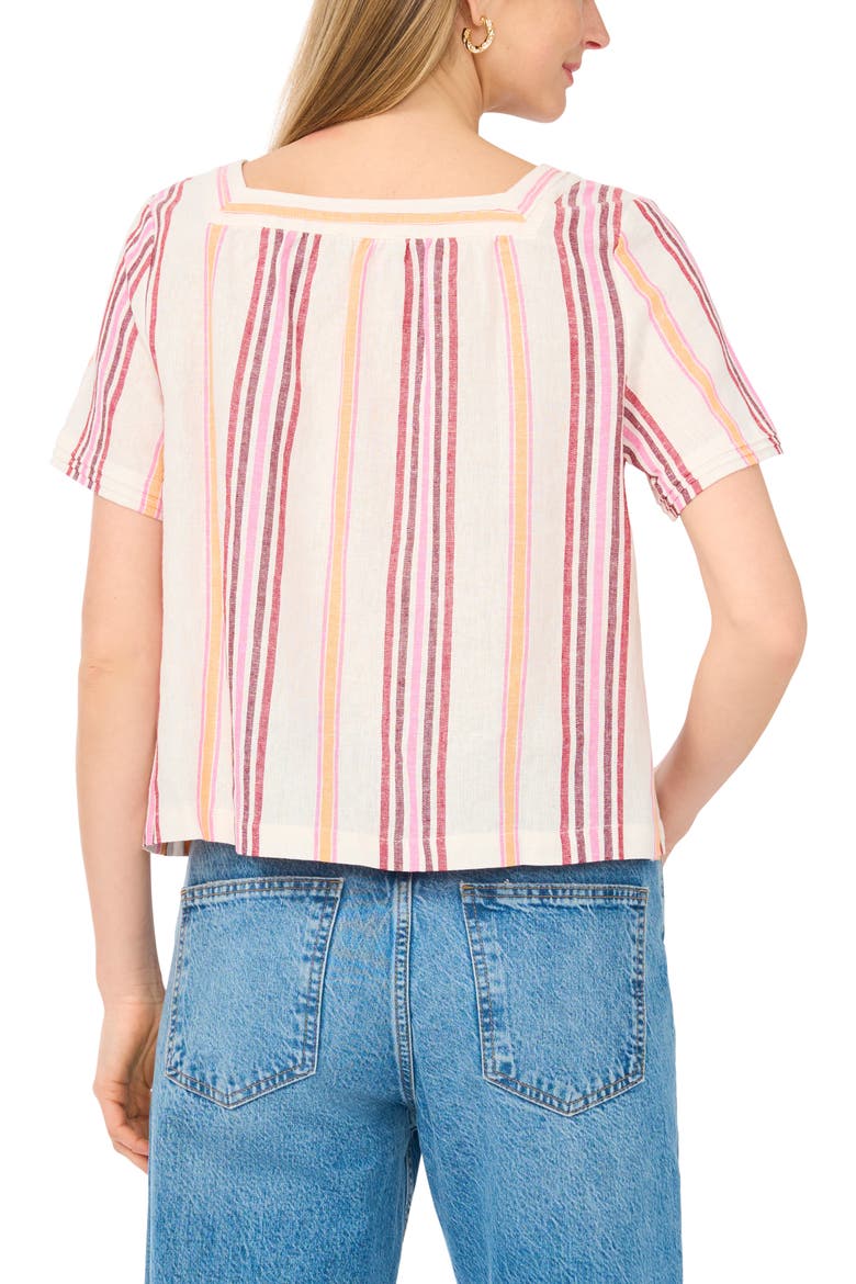 Stripe Square Neck Top, Alternate, color, TANGERINE