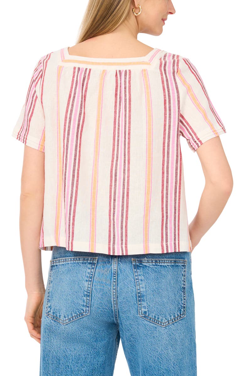 Vince Camuto Stripe Square Neck Top, Alternate, color, Tangerine