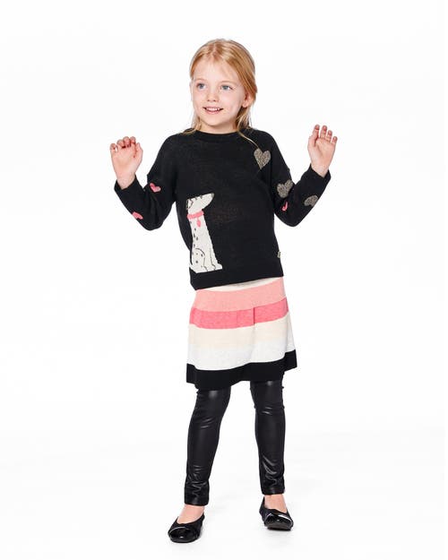 Deux Par Deux Knit Sweater With Dalmatian And Hearts In Black