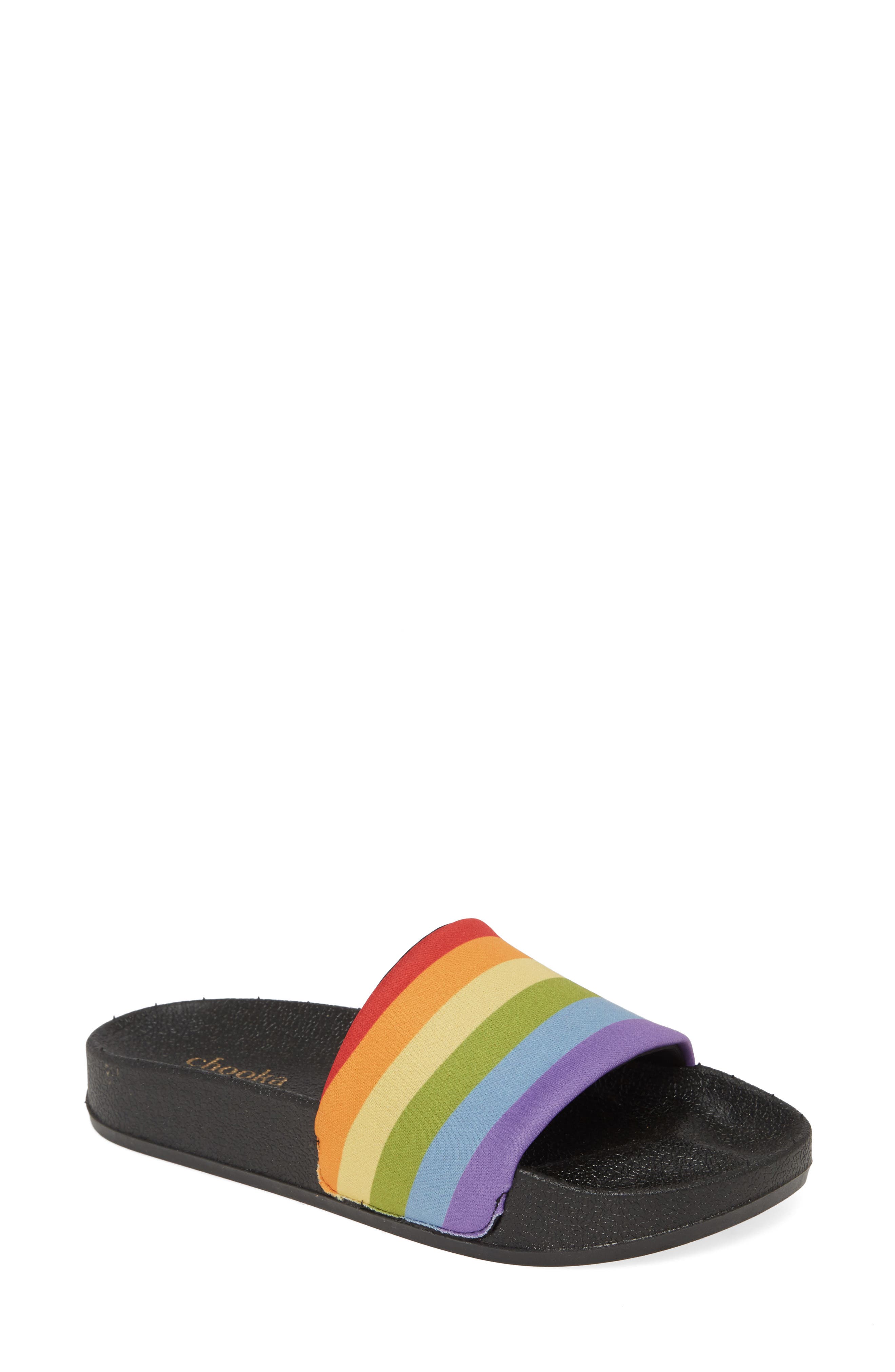 Chooka Rainbow Pride Slide Sandal, Main, color, 