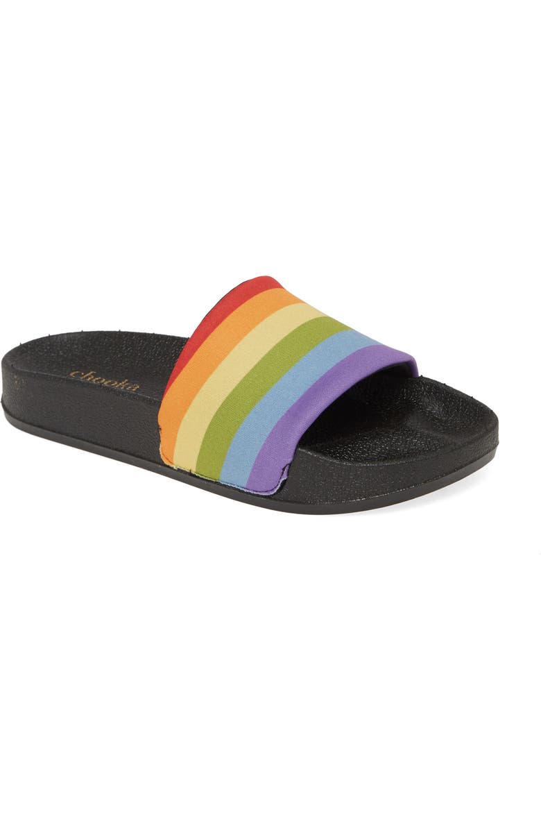 Chooka Rainbow Pride Slide Sandal, Main, color,