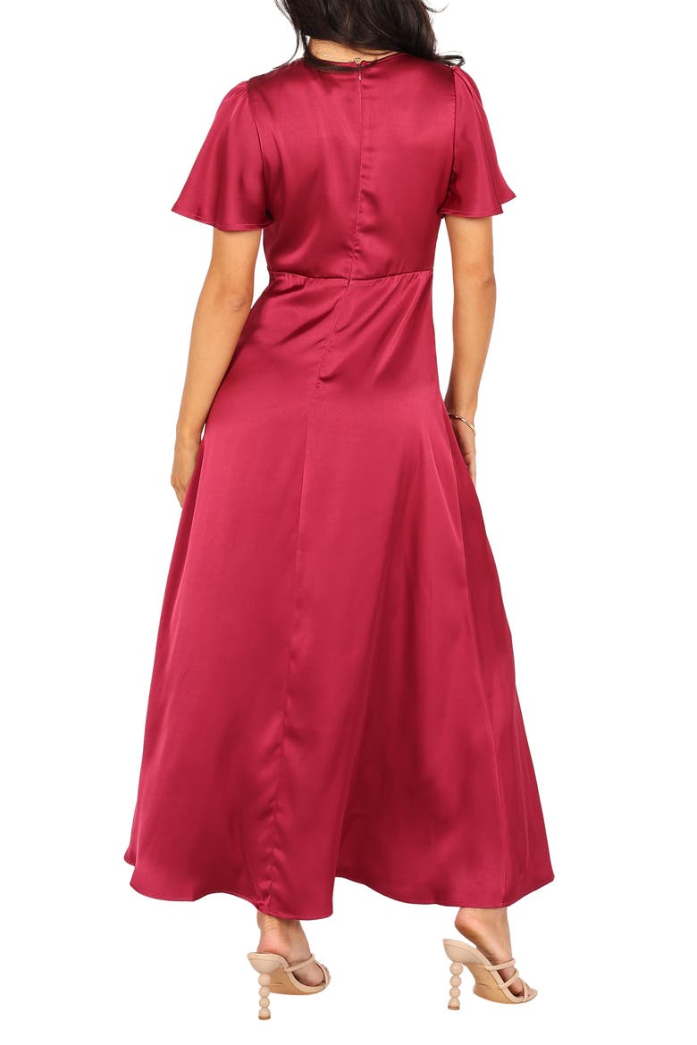 Hathaway Gathered Satin Dress, Alternate, color, BERRY