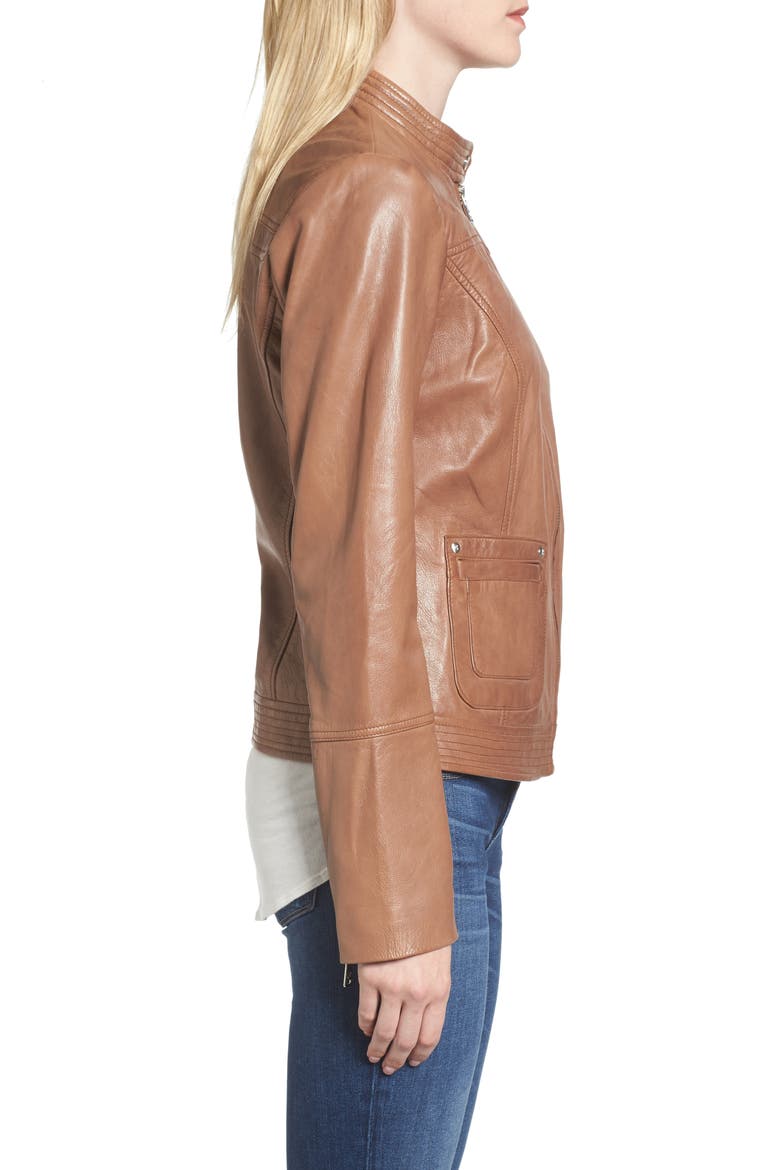 Leather Moto Jacket, Alternate, color, TOBACCO