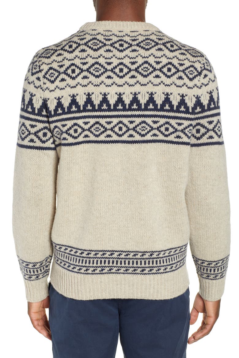 Wallace & Barnes Fair Isle Crewneck Sweater, Alternate, color, HEATHER OATMEAL