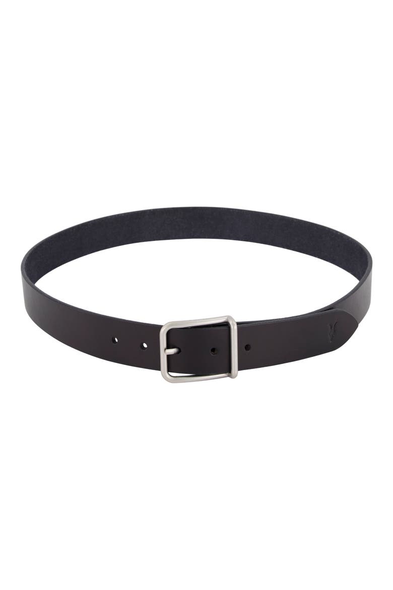 Ramskull Leather Belt, Main, color, DULL NICKEL