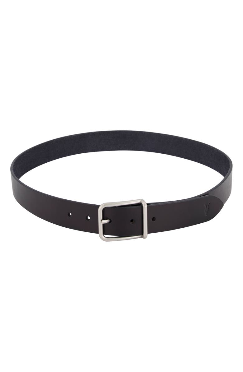 AllSaints Ramskull Leather Belt, Main, color, Dull Nickel